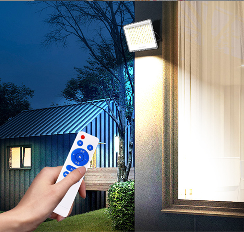 Reflector LED Solar de 1500Lm con Panel de 20W/6V, 6500K/7000K Blanco Frío, 90 Grados, Con Batería de Litio de 15AH/3.2V, IP65, Gris