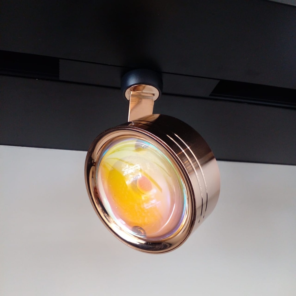 Lámpara de Superficie Magnética LED Spot Round de 20mm de ancho, 10W, 3000K Blanco Cálido, 48Vdc, 120 Grados, Dorado