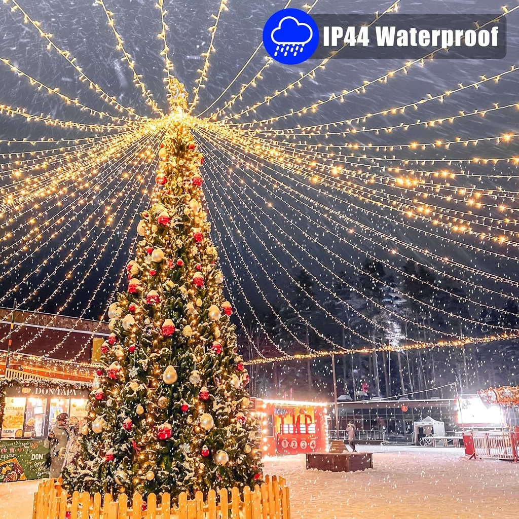 Extensión Navideña LED p/Exterior, 8W, 1700Lm, 2700K Blanco Cálido, 200LED/10Metros, 110Vac, Con cable clear de cobre 3xφ0.2mm2, IP44