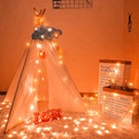 Extensión Navideña LED p/Exterior, 8W, 1700Lm, Orange, 200LED/10Metros, 110Vac, Con cable clear de cobre 3xφ0.2mm2, IP44