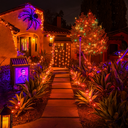 Extensión Navideña LED p/Exterior, 8W, 1700Lm, Orange, 200LED/10Metros, 110Vac, Con cable clear de cobre 3xφ0.2mm2, IP44