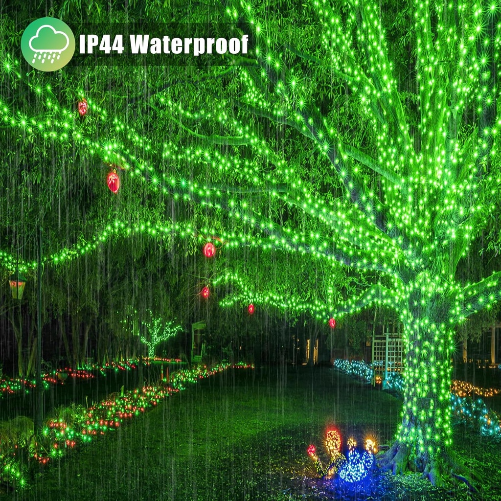 Extensión Navideña LED p/Exterior, 8W, 1,275Lm, Verde, 150LED/10Metros, 110Vac, Con cable clear de cobre 3xφ0.23mm2, IP65