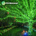 Extensión Navideña LED p/Exterior, 8W, 1,275Lm, Verde, 150LED/10Metros, 110Vac, Con cable clear de cobre 3xφ0.23mm2, IP65