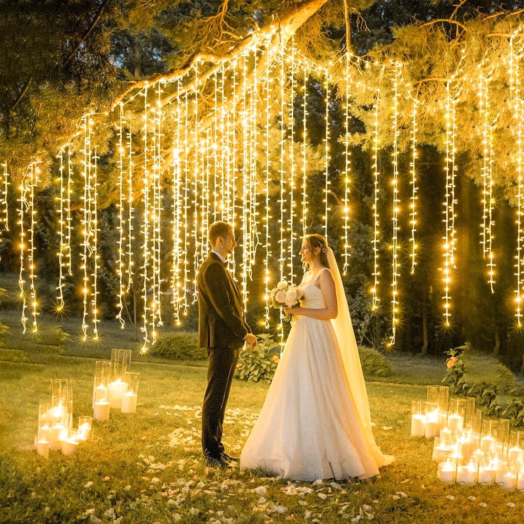 Extensión Navideña LED p/Exterior, 8W, 1,275Lm, 2700K Blanco Cálido, 150LED/10Metros, 110Vac, Con cable clear de cobre 3xφ0.23mm2, IP65
