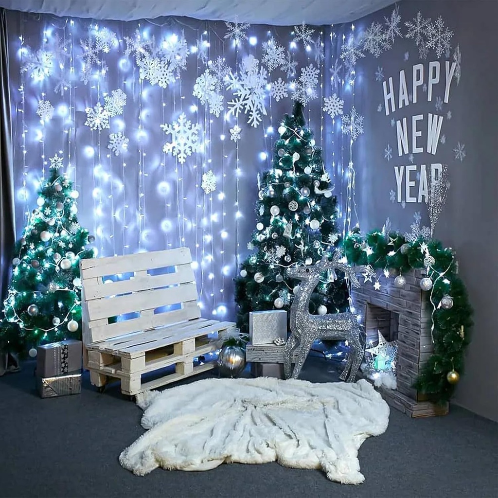 Extensión Navideña LED p/Exterior, 8W, 1700Lm, 6000K Blanco Frio, 200LED/10Metros, 110Vac, Con cable clear de cobre 3xφ0.2mm2, IP44