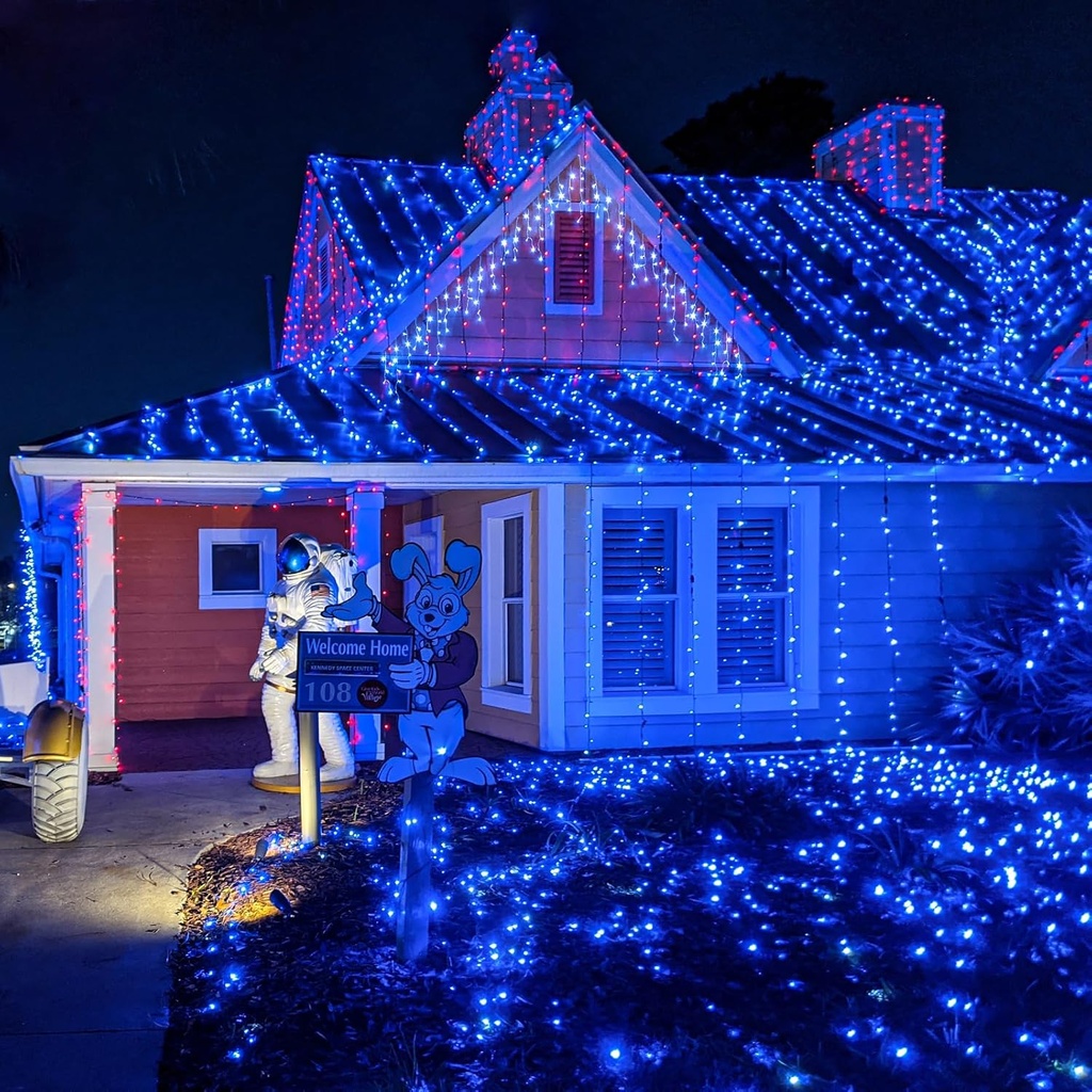 Extensión Navideña LED p/Exterior, 8W, 1,275Lm, Azul, 150LED/10Metros, 110Vac, Con cable clear de cobre 3xφ0.23mm2, IP65