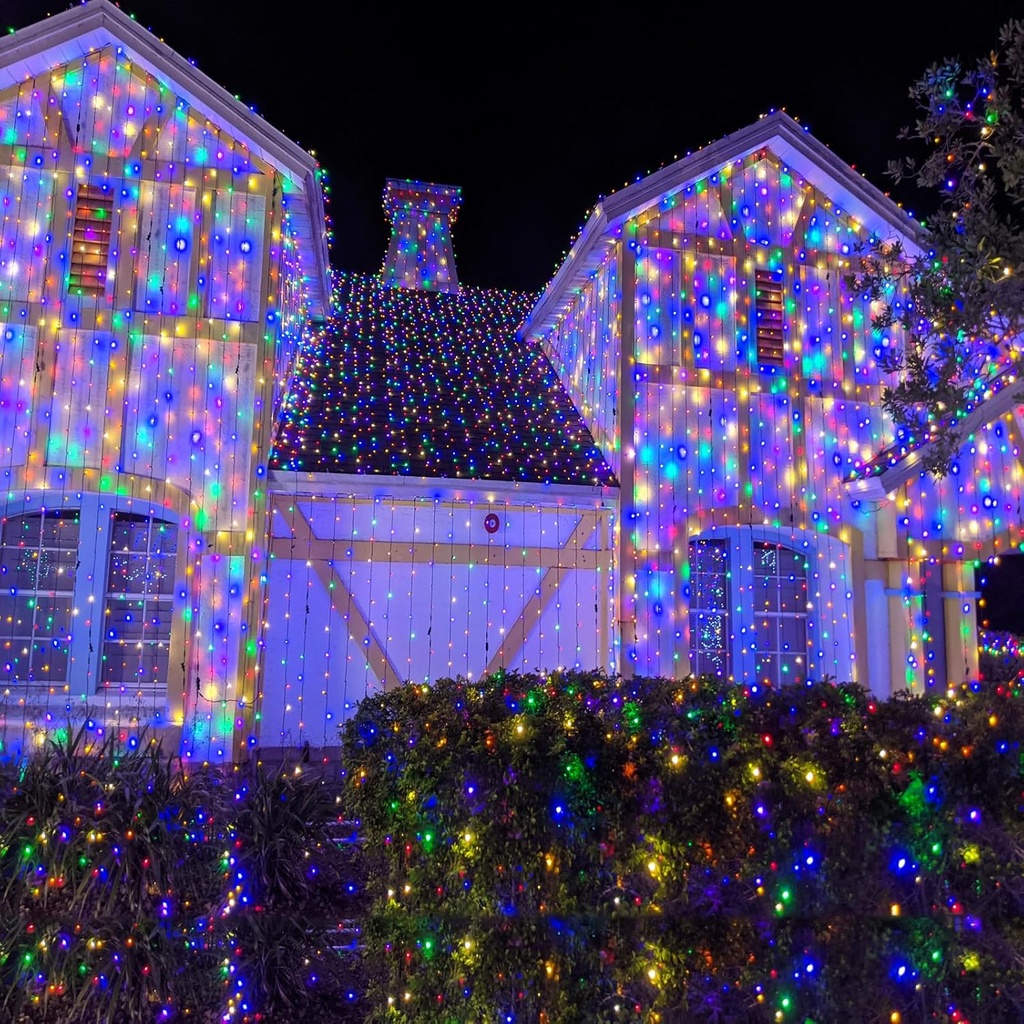 Extensión Navideña LED p/Exterior, 8W, 1700Lm, RGB, 200LED/10Metros, 110Vac, Con cable clear de cobre 3xφ0.2mm2, IP44