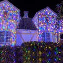 Extensión Navideña LED p/Exterior, 8W, 1700Lm, RGB, 200LED/10Metros, 110Vac, Con cable clear de cobre 3xφ0.2mm2, IP44