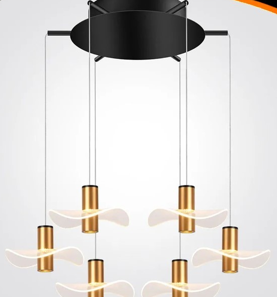 Lámpara LED Decorativa Colgante, DG60483P, 42W, 4000K Blanco Natural, 85-265Vac, Dimensiones:  600x600x1500mm, IP20, Dorado con negro