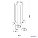 Lámpara LED Decorativa Colgante, DG60483P, 42W, 4000K Blanco Natural, 85-265Vac, Dimensiones:  600x600x1500mm, IP20, Dorado con negro