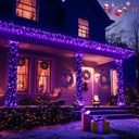 Extensión Navideña LED p/Exterior, 8W, 1700Lm, Púrpura, 200LED/10Metros, 110Vac, Con cable clear de cobre 3xφ0.2mm2, IP44