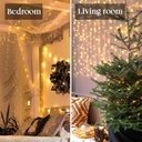 Extensión Navideña LED p/Exterior, 8W, 1700Lm, Gold, 200LED/10Metros, 110Vac, Con cable clear de cobre 3xφ0.2mm2, IP44