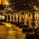 Extensión Navideña LED p/Exterior, 8W, 1700Lm, Gold, 200LED/10Metros, 110Vac, Con cable clear de cobre 3xφ0.2mm2, IP44