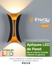 Lámpara LED de Pared (Aplique), DGW-064, 10W, 2x5W, 3000K Blanco Cálido, 85-265Vac, IP44, Negro, 85 Grados, Dimensiones: 100x200mm, Material: Aluminio, Uso en exterior techado o interior