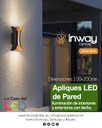 Lámpara LED de Pared (Aplique), DGW-064, 10W, 2x5W, 3000K Blanco Cálido, 85-265Vac, IP44, Negro, 85 Grados, Dimensiones: 100x200mm, Material: Aluminio, Uso en exterior techado o interior