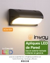 Lámpara LED de Pared (Aplique), DGW-1809, 12W, 6000K Blanco Frío, 85-265Vac, IP60, Negro, 180 Grados, Dimensiones: 260x100x60mm, Material: Aluminio, Uso en exterior techado o interior