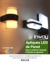 Lámpara LED de Pared (Aplique), DGW-1809, 12W, 6000K Blanco Frío, 85-265Vac, IP60, Negro, 180 Grados, Dimensiones: 260x100x60mm, Material: Aluminio, Uso en exterior techado o interior