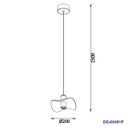 Lámpara LED Decorativa Colgante, DG60481P, 7W, 4000K Blanco Natural, 85-265Vac, Dimensiones: 200x200x1500mm, IP20, Dorado