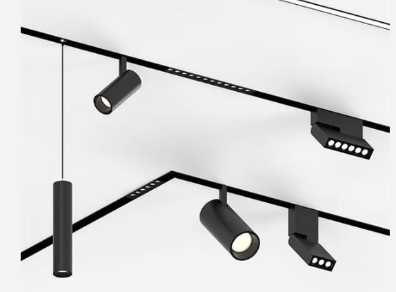 Lámpara Slim Lineal Magnética LED p/Riel de 27mm de ancho, 6W, 15.15&quot;(131mm), 4000K Blanco Natural, 48Vdc, Instalación: Empotrar o Superficie, 24 Grados, Negra