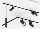 Lámpara Slim Lineal Magnética LED p/Riel de 27mm de ancho, 6W, 15.15&quot;(131mm), 4000K Blanco Natural, 48Vdc, Instalación: Empotrar o Superficie, 24 Grados, Negra