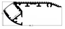 Perfil de Aluminio p/Cinta LED con PCB de 12mm, DG-ES6627, Medidas: 66.2x27x2000mm, p/Escalon, incluye: difusor opal con nivel de transparencia de un 65%, 2 tapas terminales, Plateado