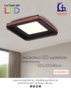 Lámpara LED Decorativa de Superficie, DG60283C, 25W, 4000K Blanco Natural, 85-265Vac, Dimensiones: 300x300x80mm, IP20, Negro con Rose Gold