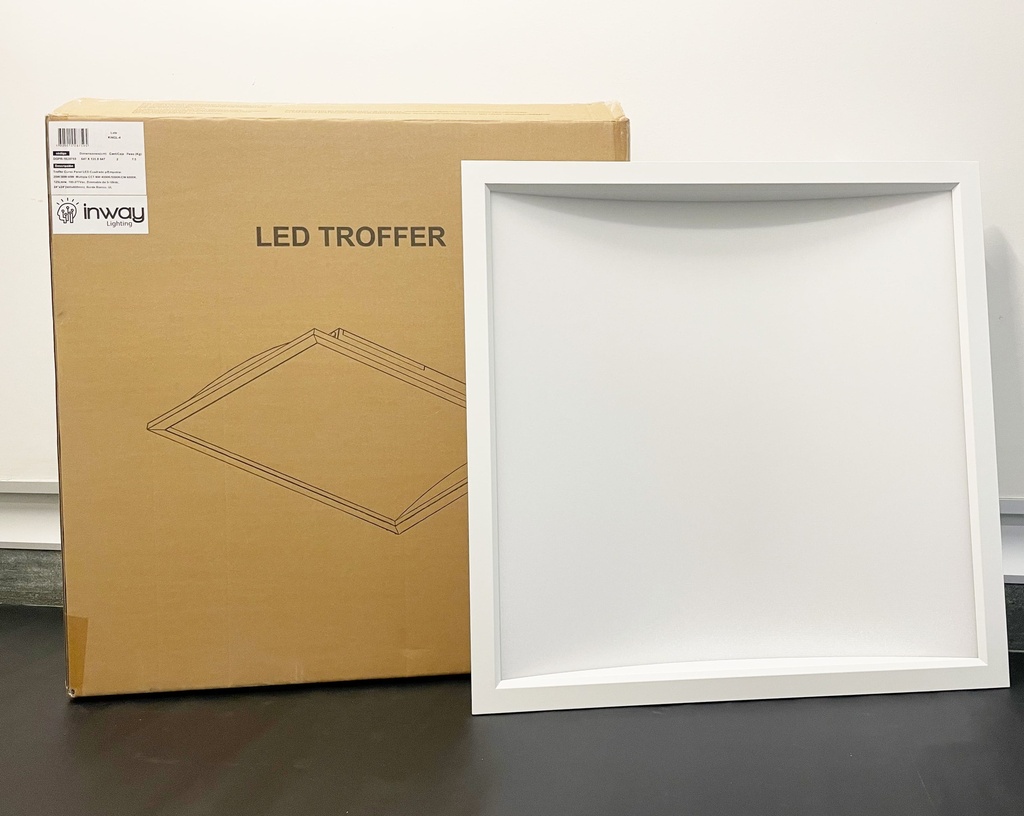 Troffer Curvo Panel LED Cuadrado p/Empotrar con Switch, 25W / 30W / 40W, Múltiple CCT NW 4000K / 5000K / CW 6000K, 125Lm/w, 100-277Vac, Dimmable de 0-10Vdc, 24&quot;x24&quot;(600x600mm), Borde Blanco, UL