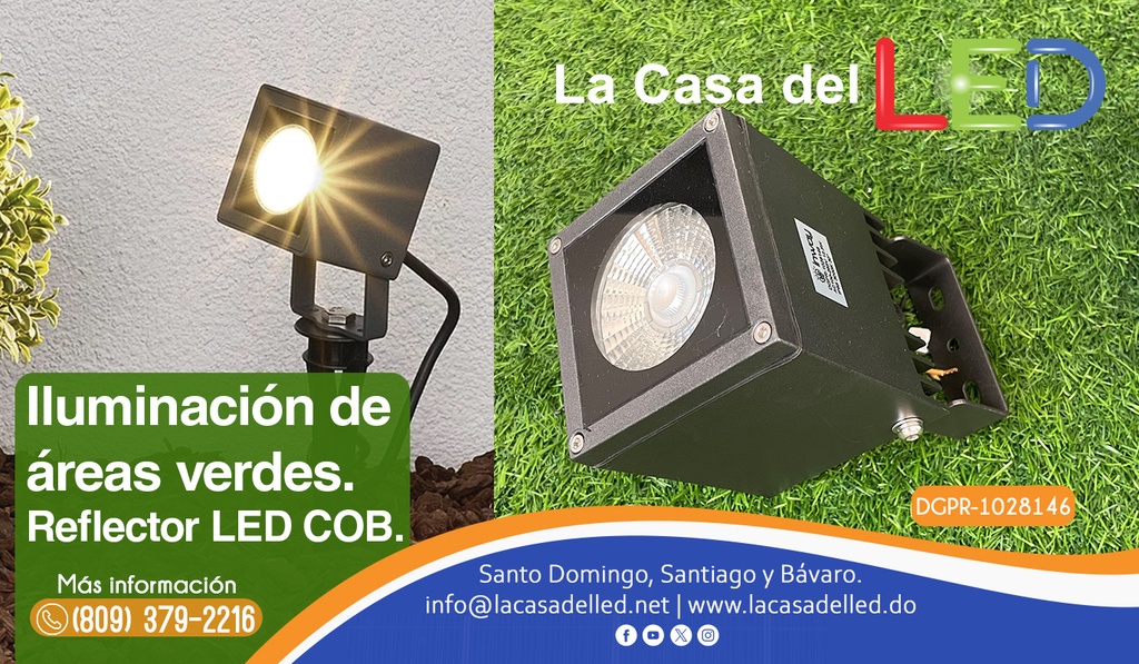 Reflector COB LED, 12.5W, 3000K Blanco Cálido, 100-265Vac, IP65, 30 Grados, Dimensiones: 95x110x135mm, Gris Oscuro, Material: Aluminio
