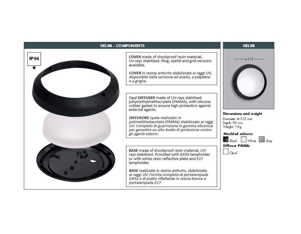 Difusor tipo Rejilla para Lámpara Neptuno de dimensiones: 220x73mm