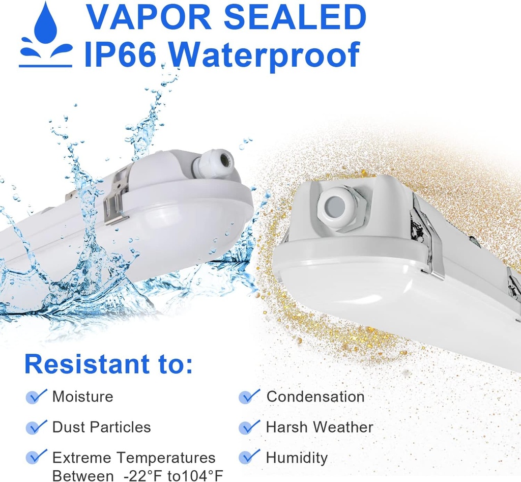 Estanca con Placa Integrada LED, 40W, Múltiple CCT WW 3000K / NW 4000K / CW 6000K, Dimensiones: 1200x70x61mm, Frost, 100-265Vac, IP65, 120 Grados, 110Lm/W