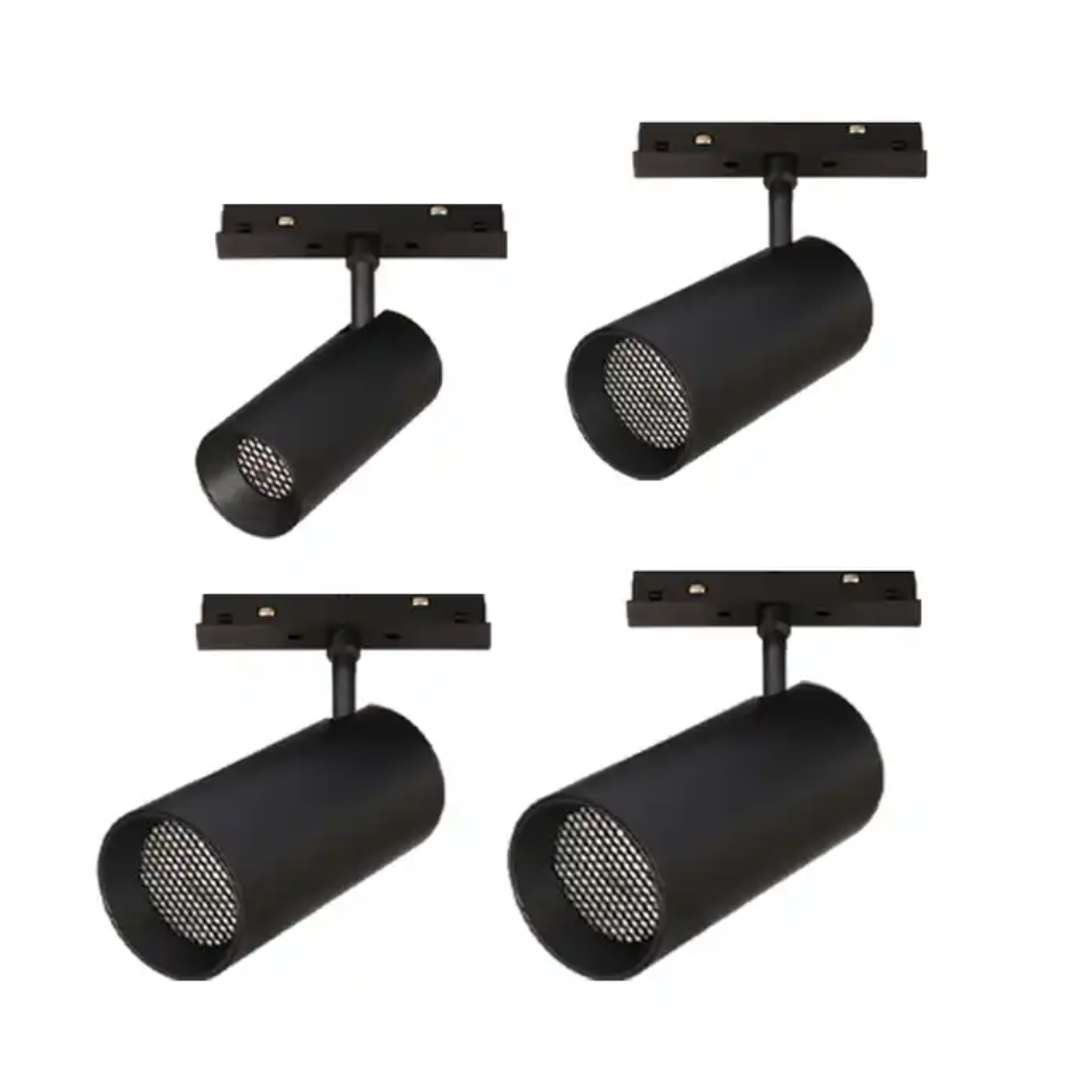 Lámpara de Superficie Magnética LED tipo Spotlight p/Riel de 20mm de ancho, 20W, Múltiple CCT con Switch WW 3000K / NW 4000K / CW 6000K, 48Vdc, Diámetro: 65mm, Instalación: Empotrar o Superficie, 24 Grados, Negra