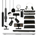 Lámpara de Superficie Magnética LED tipo Spotlight p/Riel de 20mm de ancho, 20W, Múltiple CCT con Switch WW 3000K / NW 4000K / CW 6000K, 48Vdc, Diámetro: 65mm, Instalación: Empotrar o Superficie, 24 Grados, Negra