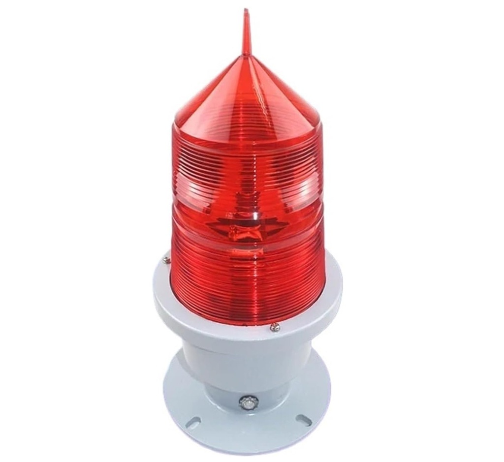 Luz de Obstrucción Cónica / 6-8Lux, 15W, secuencia parpadeo 20-60 ciclos por minuto, Rojo, 110Vac, Dimensiones: 300x500mm, IP65, 270 Grados