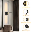 Lámpara LED Decorativa de Pared (aplique) Recargable, Luz indirecta, 5W, Múltiple CCT WW 3000K / NW 4000K / CW 6000K, Dimensiones: 720mm, IP20, Negro