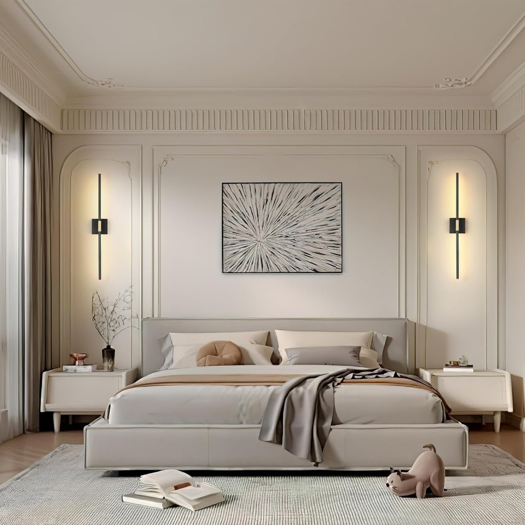 Lámpara LED Decorativa de Pared (aplique) Recargable, Luz indirecta, 5W, Múltiple CCT WW 3000K / NW 4000K / CW 6000K, Dimensiones: 720mm, IP20, Negro