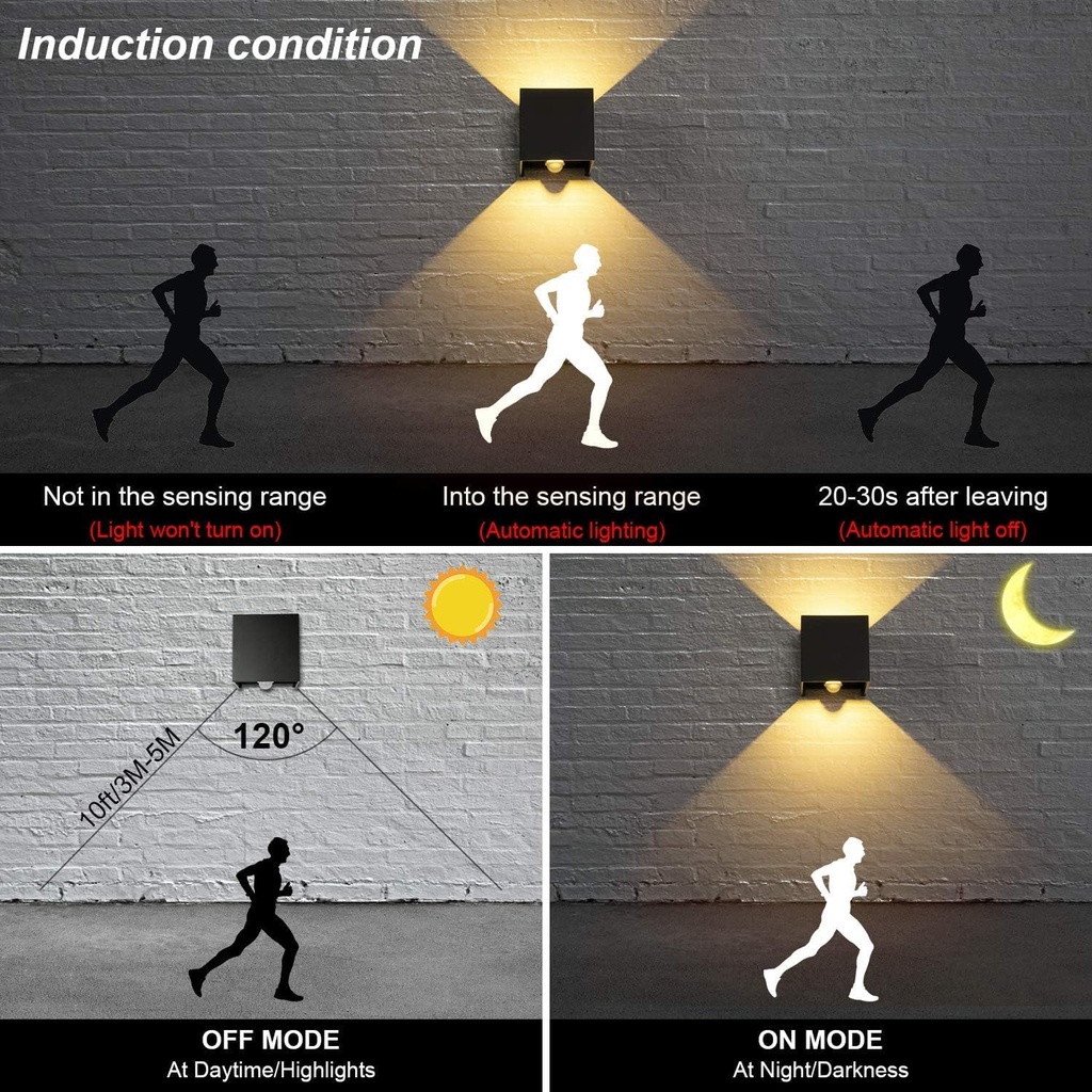 Lámpara LED Decorativa de Pared (aplique) Recargable, Up and Down, 16W, RGB-Múltiple CCT WW 3000K / NW 4000K / CW 6000K, Dimensiones: 100x100x80mm, IP20, Negro