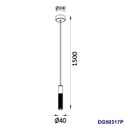 Lámpara LED Decorativa Colgante, DG50317P, 8W, 4000K Blando Natural, 85-265Vac, Dimensiones: 40x40x1500mm, IP20, Plateado