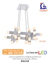 Lámpara LED Decorativa Colgante, DG51238P, 72W, 4000K Blanco Natural, 85-265Vac, Dimensiones: 600x600x1500mm, IP20, Plateado