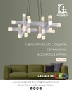 Lámpara LED Decorativa Colgante, DG51238P, 72W, 4000K Blanco Natural, 85-265Vac, Dimensiones: 600x600x1500mm, IP20, Plateado