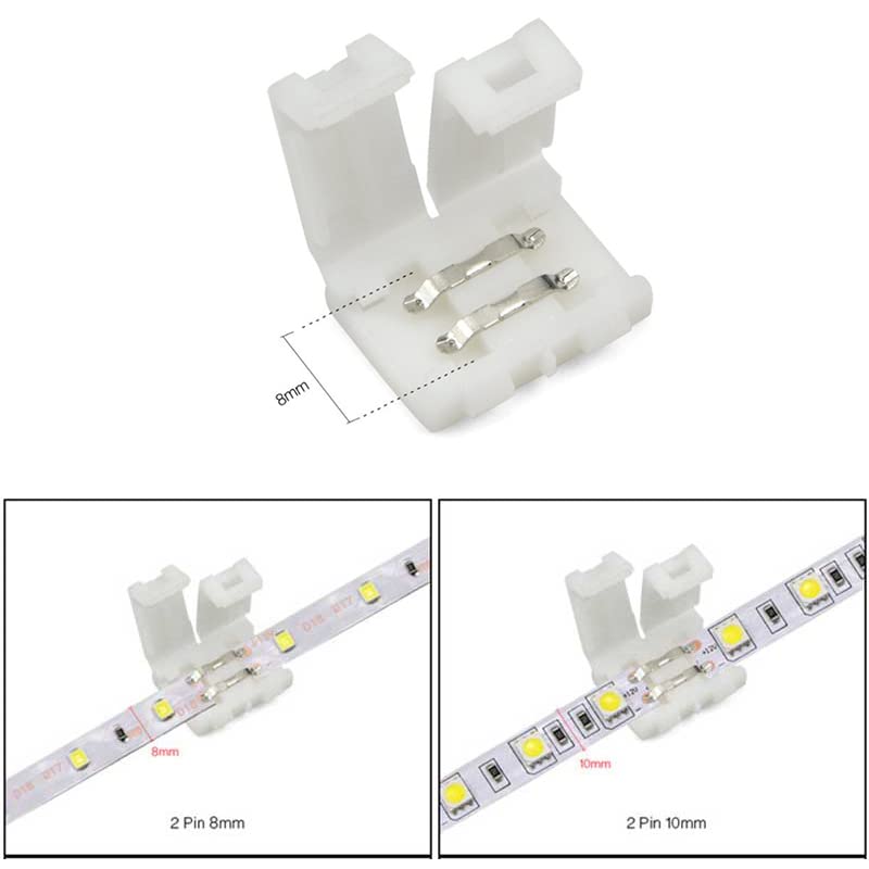 Conector p/Cinta LED SMD2835/3528, Unicolor, PCB 8mm y 2 vías