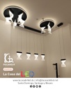 Lámpara LED Decorativa de Superficie, DG60324C, 54W, 4000K Blanco Natural, 85-265Vac, Dimensiones: 495x495x300mm, IP20, Verde oscuro con dorado