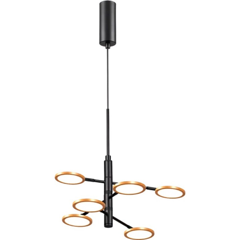 Lámpara LED Decorativa Colgante, DG50916P, 30W, 4000K Blanco Natural, 85-265Vac, Dimensiones: 600x600x1500mm, IP20, Dorado