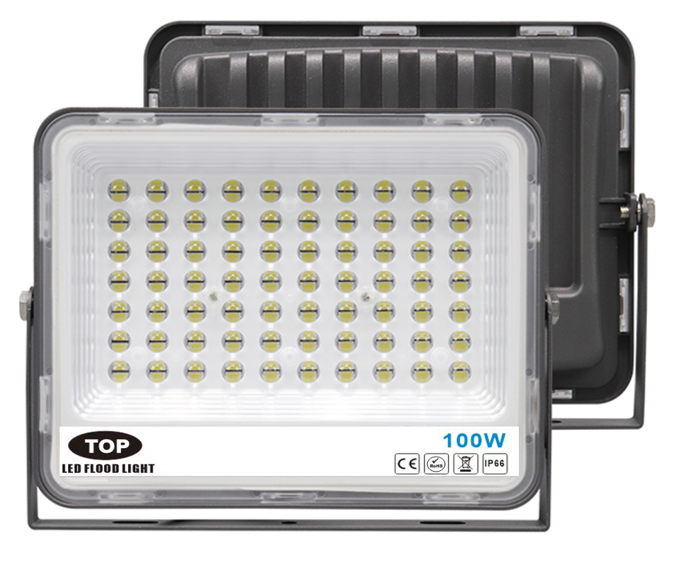 Reflector SMD, 100W, 3000K Blanco Cálido, 100-265Vac, IP65, 90 Grados, Negra, Dimensiones: 248x329x25mm