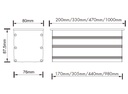 Barra LED, p/Empotrar de Exterior, DG-C012-1400, 14W, CW 6000K, 24Vdc, IP67, 50x40 Grados, Dimensiones: 335x80x87.5mm, Material: Acero Inoxidable 316