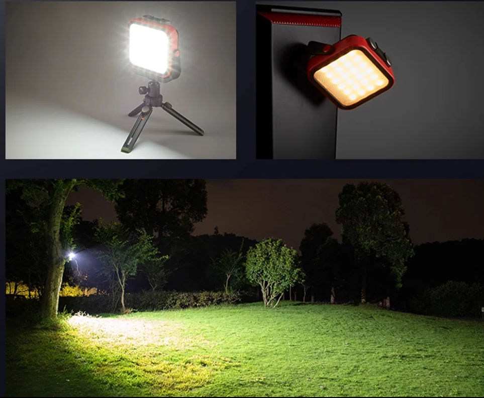 Lámpara Solar LED de Camping para Exteriores, 3W, Múltiple CCT WW 3000K / NW 4000K / CW 6000K, Con batería de litio de 7500mAh, Plateado, Incluye: Puerto USB tipo C
