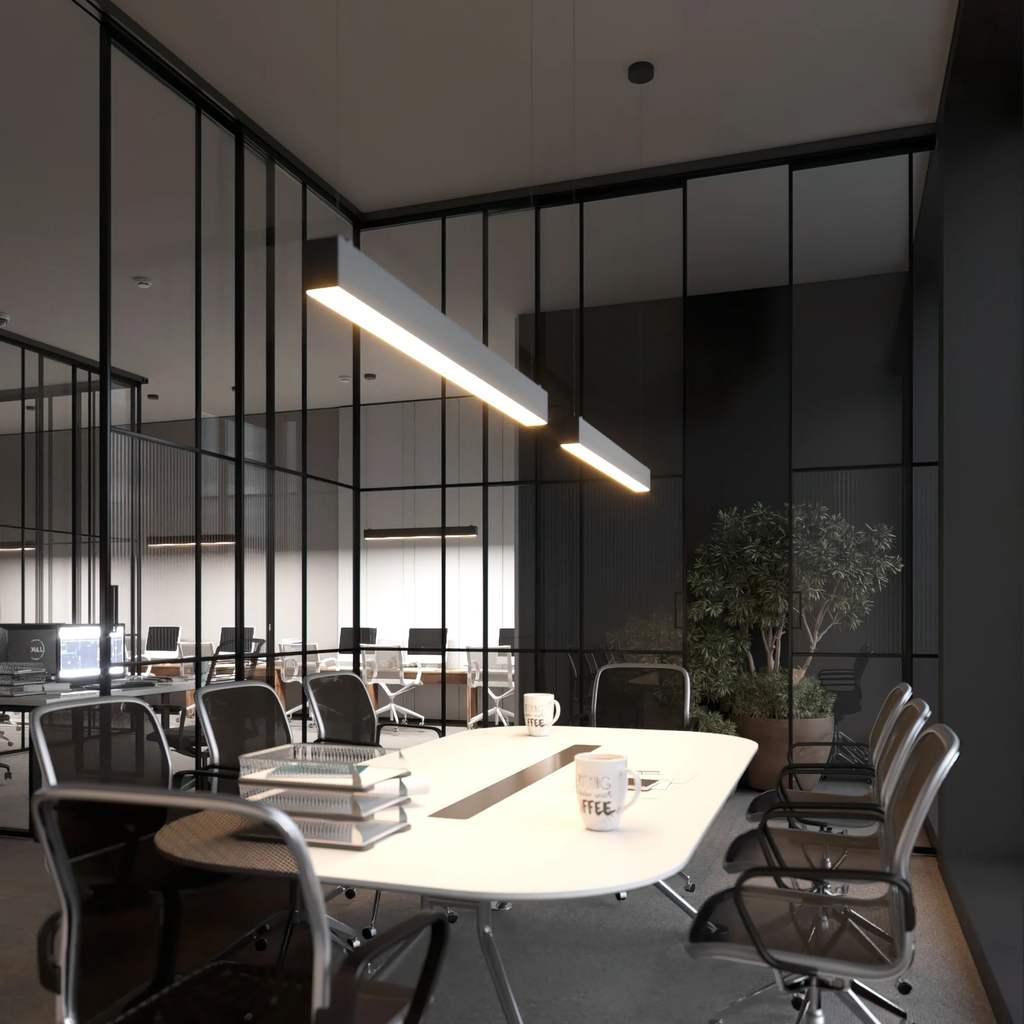 Lámpara Lineal Light para Colgar LED, 80W, 96"(240cm), Múltiple CCT WW 3000K / NW 4000K / CW 6000K, Frost, 100-240Vac, 120 Grados, Negra