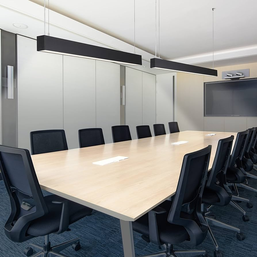 Lámpara Lineal Light para Colgar LED, 80W, 96"(240cm), Múltiple CCT WW 3000K / NW 4000K / CW 6000K, Frost, 100-240Vac, 120 Grados, Negra