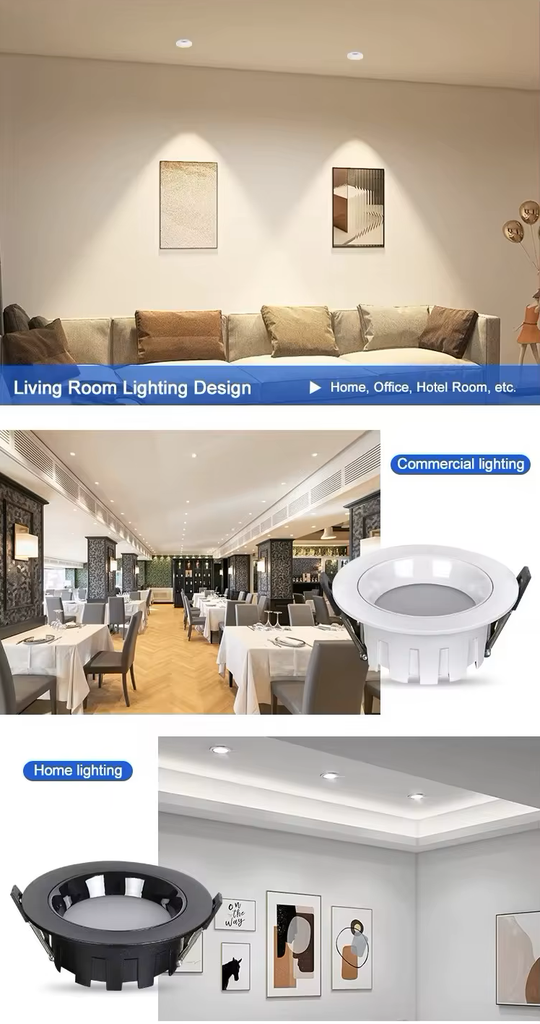 Down Light LED, 12W, Múltiple CCT WW 3000K / NW 4000K / CW 6000K, 100-265Vac, Cabeza no movible, Dimensiones: Φ121x44mm, IP20, 120 Grados