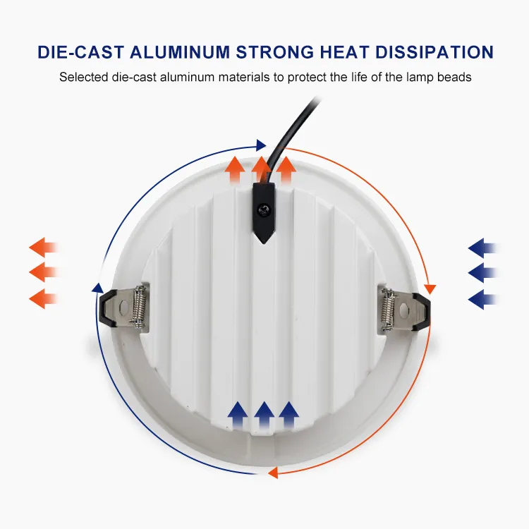 Down Light LED, 24W, Múltiple CCT WW 3000K / NW 4000K / CW 6000K, 100-265Vac, Cabeza no movible, Dimensiones: Φ175x49mm, IP20, 120 Grados