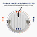 Down Light LED, 24W, Múltiple CCT WW 3000K / NW 4000K / CW 6000K, 100-265Vac, Cabeza no movible, Dimensiones: Φ175x49mm, IP20, 120 Grados